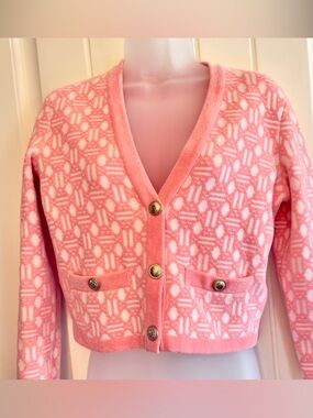 Maje Paris Pink And White Pattered Cropped Jacket. New No Tags.